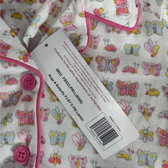 NWT American Girl BITTY BABY TWIN BUGS & BUTTERFLY PAJAMAS GIRLS SIZE 6/6X - Picture 9 of 9